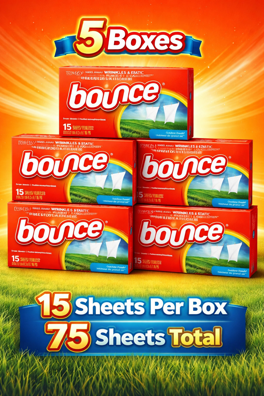 Bounce Fabric Softener Dryer Sheets Outdoor Fresh (5 Pack, 75 Total Sheets)